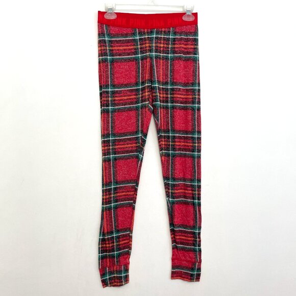 VS PINK VICTORIAS SECRET Cozy Sleep Jogger Pants Red Plaid CHRISTMAS Pajamas PJs - Picture 2 of 11